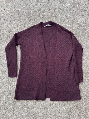 Athleta Women’s Small Open-Front Longline Sweater Cardigan - Plum & Black EUC